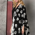 Cute Skull Scarf Shawls Women Winter Warm Silk Panties 180*62CM - Black