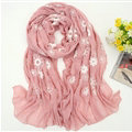 Discount Embroidered Floral Scarves Wrap Women Winter Warm Cotton 200*80CM - Hide Powder