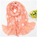 Discount Embroidered Floral Scarves Wrap Women Winter Warm Cotton 200*80CM - Orange