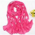 Discount Embroidered Floral Scarves Wrap Women Winter Warm Cotton 200*80CM - Rose