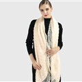 Discount Floral Lace Scarves Wrap Women Winter Warm Polyester 210*35CM - Beige