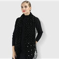 Discount Floral Lace Scarves Wrap Women Winter Warm Polyester 210*35CM - Black