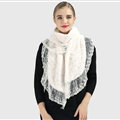 Discount Floral Lace Scarves Wrap Women Winter Warm Polyester 210*35CM - White