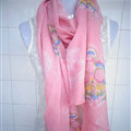 Discount Skull Scarf Scarves For Women Winter Warm Cotton Panties 170*70CM - Pink