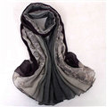 Floral Printed Lace Women Scarf Fiber Cloth Warm Scarves Wraps 180*95CM - Black