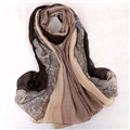 Floral Printed Lace Women Scarf Fiber Cloth Warm Scarves Wraps 180*95CM - Brown