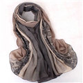 Floral Printed Lace Women Scarf Fiber Cloth Warm Scarves Wraps 180*95CM - Coffee