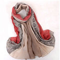 Floral Printed Lace Women Scarf Fiber Cloth Warm Scarves Wraps 180*95CM - Red