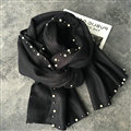 Free Beaded Scarves Wrap Women Winter Warm Cashmere Solid 195*50CM - Black