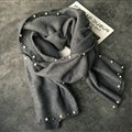 Free Beaded Scarves Wrap Women Winter Warm Cashmere Solid 195*50CM - Grey