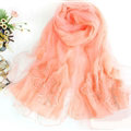 Free Floral Lace Scarf Shawls Women Winter Warm Chiffon Solid 198*70CM - Orange