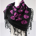 Free Skull Scarf Shawls Women Winter Warm Wool Panties 90*90CM - Purple