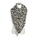 Fringed Zebra Print Scarves Wrap Women Winter Warm Cashmere 190*70CM - Black