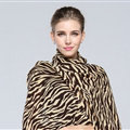 Fringed Zebra Print Scarves Wrap Women Winter Warm Cashmere 190*70CM - Brown