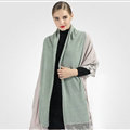 Good Floral Lace Scarves Wrap Women Winter Warm Polyester 210*65CM - Green Beige