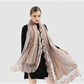 Good Floral Lace Scarves Wrap Women Winter Warm Polyester 210*65CM - Peel Powder