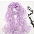 Good Floral Lace Women Scarf Shawls Winter Warm Polyester Scarves 195*56CM - Purple