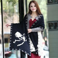Popular Skull Scarf Shawls Women Winter Warm Wool Panties 180*70CM - Black
