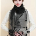 Pretty Floral Lace Scarf Shawls Women Winter Warm Silk Panties 180*70CM - Black