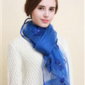 Pretty Floral Lace Scarf Shawls Women Winter Warm Silk Panties 180*70CM - Blue