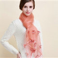 Pretty Floral Lace Scarf Shawls Women Winter Warm Silk Panties 180*70CM - Orange
