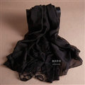 Pretty Skull Lace Scarf Shawls Women Winter Warm Silk Panties 195*90CM - Black