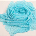 Ruffle Embroidered Beaded Scarves Wrap Women Winter Warm Silk Panties 160*50CM - Blue