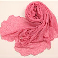 Ruffle Embroidered Beaded Scarves Wrap Women Winter Warm Silk Panties 160*50CM - Dark Pink