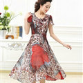 Classy Dresses Summer Women Skirts Leopard Print Knee Length - Red