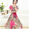 Classy Dresses Summer Women Skirts Leopard Print Knee Length - Rose