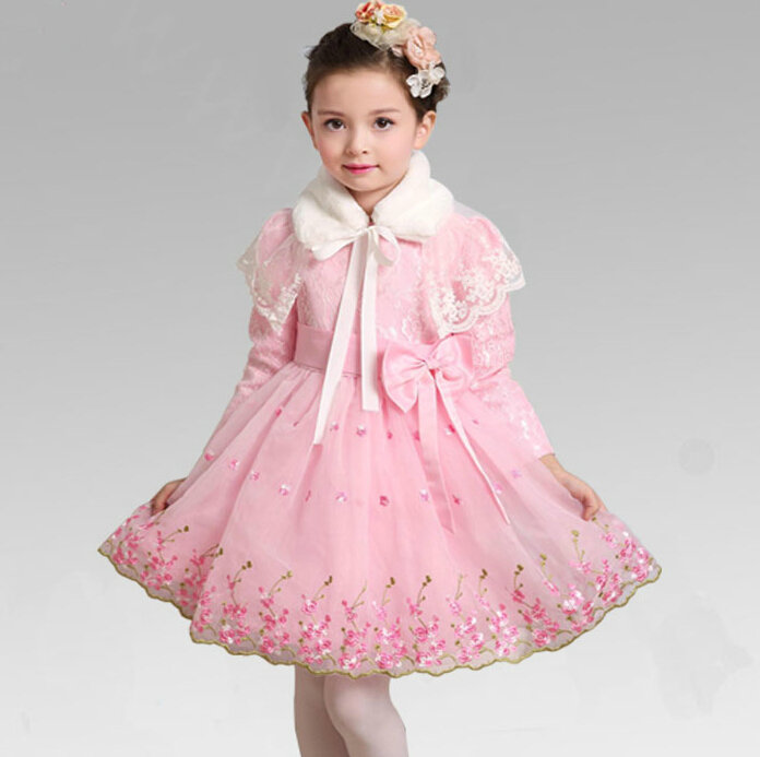 Buy Wholesale Cute Dresses Winter Flower Girls Bowknot Embroidery ...