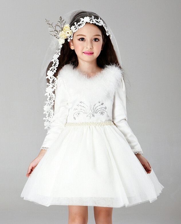 Buy Wholesale Cute Dresses Winter Flower Girls Velvet Long Sleeve ...