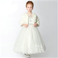 Cute Skirts Winter Flower Girls Shawl Diamond Wedding Party Dress - White