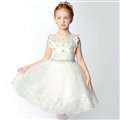 Cute Skirts Winter Flower Girls Short Diamond Wedding Party Dress - White