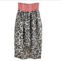 Dresses Summer Women Backless Leopard Print Short Chiffon Fringe - Red