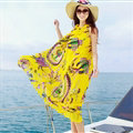 Dresses Summer Women Tunic Large Pendulum Printed Beach Long Tunic Bohemian - Yellow