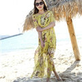 Elegant Dresses Summer Female Printed Beach Bohemian Long Chiffon - Yellow