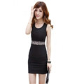 Elegant Dresses Summer Female Skirts Leopard Print Solid Tunic Plus Size - Black