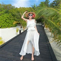 Elegant Dresses Summer Girls Swallowtail Beach Long Chiffon Bohemian - White