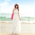 Elegant Dresses Summer Women Coast Solid Beach Long Chiffon - White