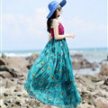 Elegant Dresses Summer Women Sundresses Peacock Beach Long Chiffon Bohemian - Blue