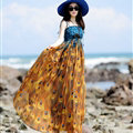 Elegant Dresses Summer Women Sundresses Peacock Beach Long Chiffon Bohemian - Orange