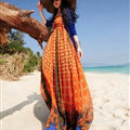 Elegant Dresses Summer Women Sundresses Printed Beach Long Chiffon Bohemian - Orange