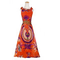 Fation Dresses Summer Girls Printed Bohemian Coast Chiffon Long - Orange