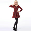 Fation Dresses Winter Girls Leopard Print Long Sleeved Short - Red