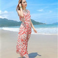 Sweet Dresses Summer Girls Affordable Flower Bohemian Coast Chiffon Long - Red