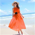 Sweet Dresses Summer Girls Solid Bohemian Coast Chiffon Long - Orange