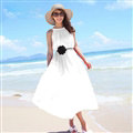 Sweet Dresses Summer Girls Solid Bohemian Coast Chiffon Long - White