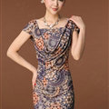 Temperament Dresses Summer Women Leopard Print Plus Size - Purple
