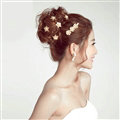 6 pcs Pearl Alloy Flower Bride U-shaped Hairpins Women Wedding Hair Clip - Gold